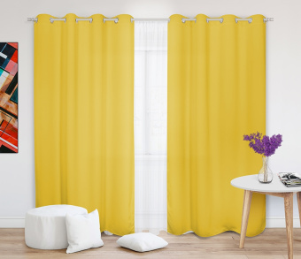 Шторы Эконом желтые на люверсах. Фото 2