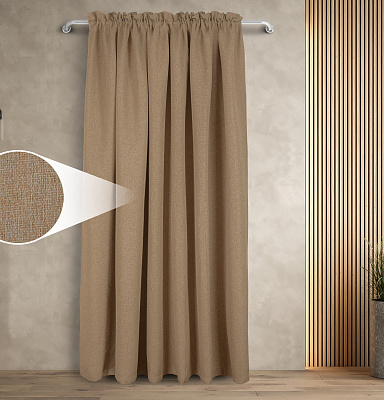 Штора Димаут Рогожка с креплением Кулиса с гребешком v06 блэкаут