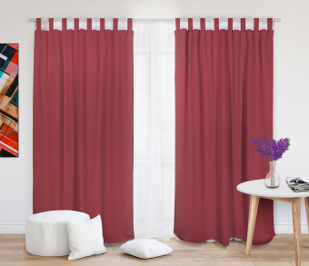 Шторы Премиум терракотовые на петлях на липучках. Фото 2