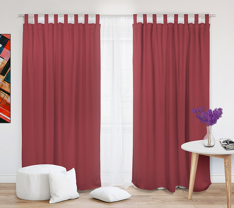 Шторы Премиум терракотовые на петлях на липучках. Фото 2