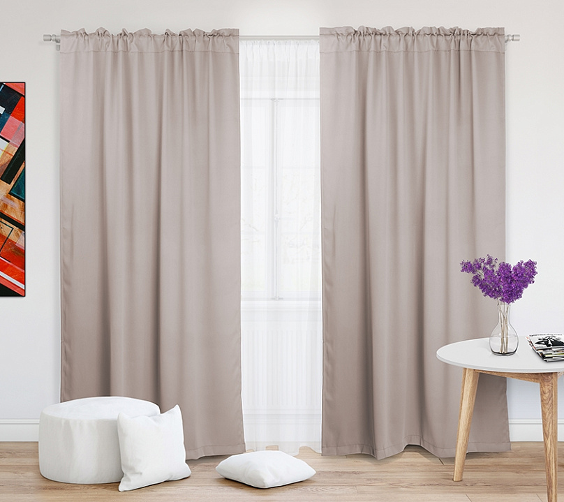 Шторы Премиум бежевые на кулиске с гребешком. Фото 2