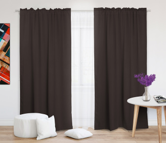 Шторы Премиум коричневые на кулиске с гребешком. Фото 2