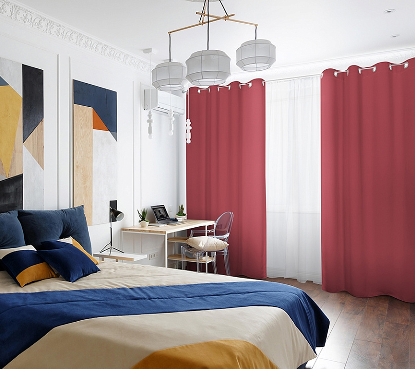 Шторы Премиум терракотовые на люверсах. Фото 1