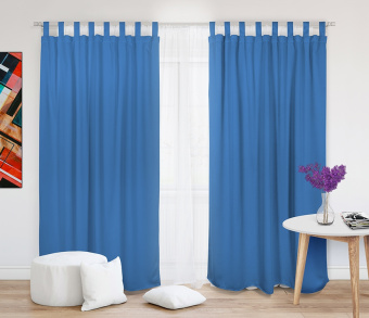 Шторы Премиум синие на петлях без липучек. Фото 2
