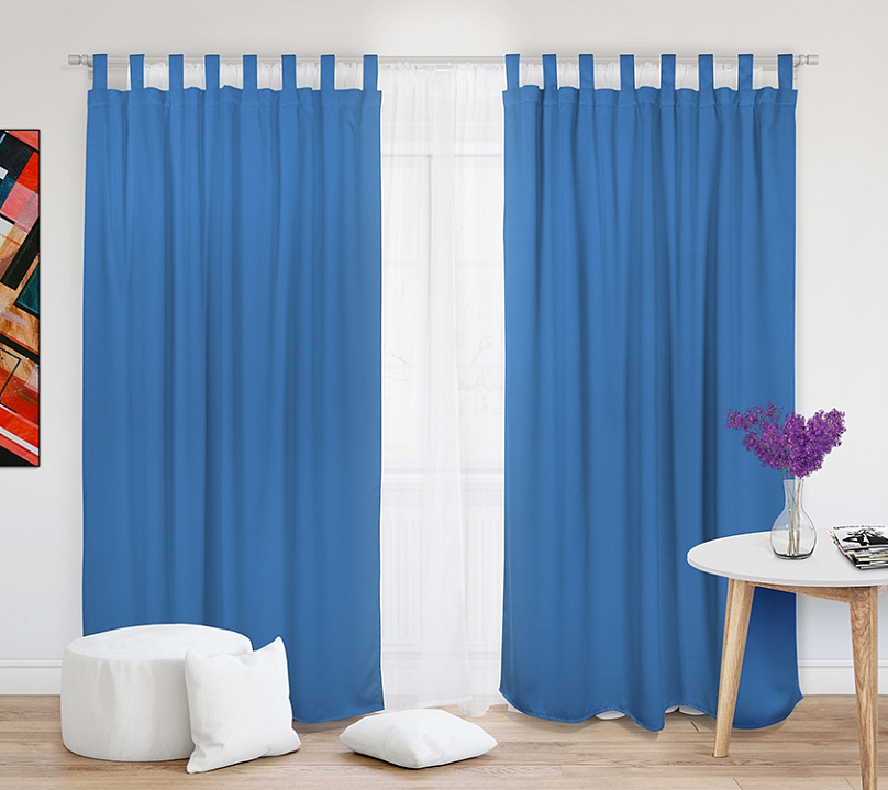 Шторы Премиум синие на петлях без липучек. Фото 2