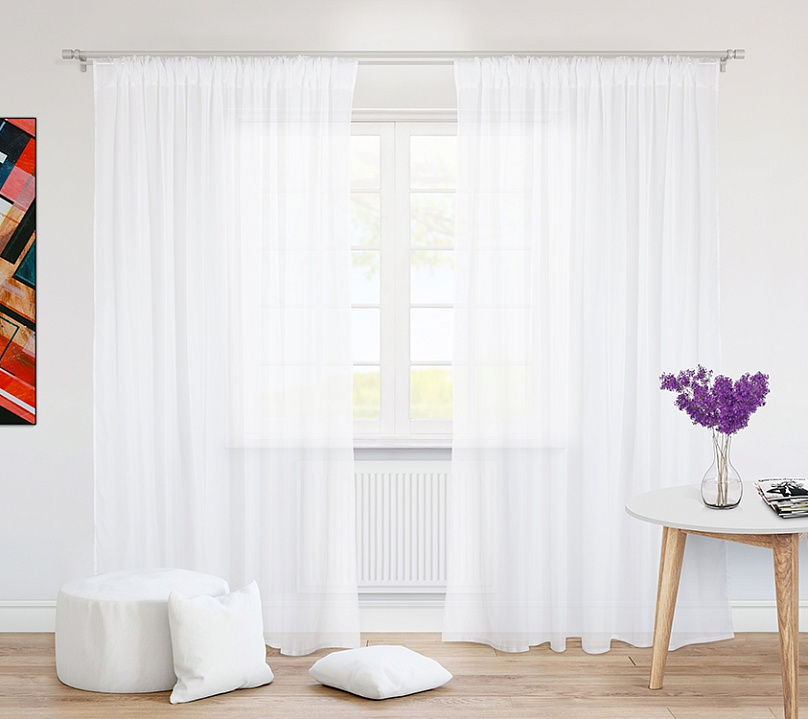 Вуаль однотонная белая на кулиске. Фото 2