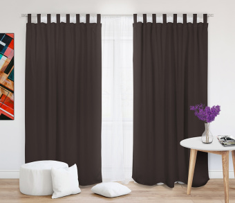 Шторы Премиум коричневые на петлях на липучках. Фото 2
