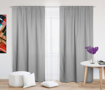 Шторы Эконом светло-серые на кулиске. Фото 2