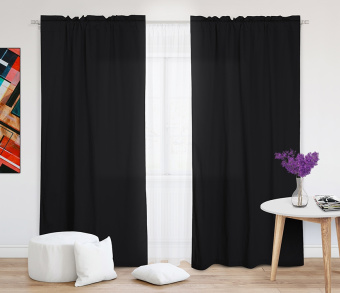 Шторы Стандарт черные на кулиске с гребешком. Фото 1
