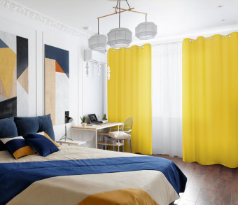 Шторы Эконом желтые на люверсах. Фото 3