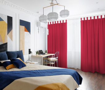 Шторы Стандарт красные на петлях без липучек. Фото 2