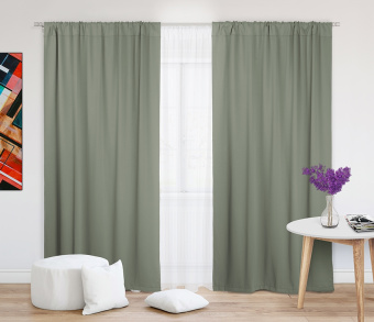 Шторы Премиум зеленые на кулиске. Фото 2