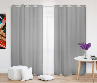 Шторы Эконом светло-серые на люверсах. Фото 2