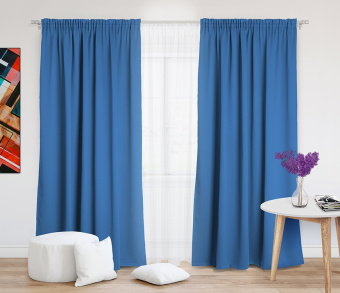 Шторы Премиум синие на тесьме. Фото 2