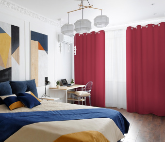 Шторы Премиум красные на люверсах. Фото 1