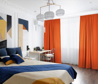 Шторы Эконом оранжевые на тесьме. Фото 3