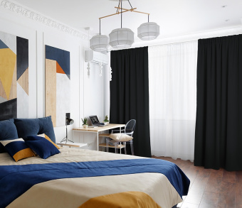 Шторы Премиум черные на тесьме. Фото 1