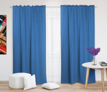 Шторы Премиум синие на кулиске с гребешком. Фото 2