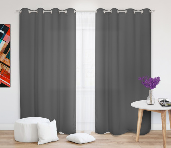 Шторы Стандарт серые на люверсах. Фото 1