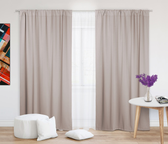 Шторы Премиум бежевые на кулиске. Фото 2