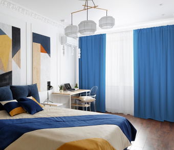 Шторы Премиум синие на кулиске. Фото 1