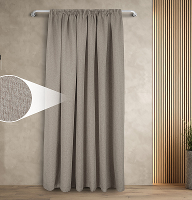 Штора Димаут Рогожка с креплением Шторная тесьма v09 блэкаут