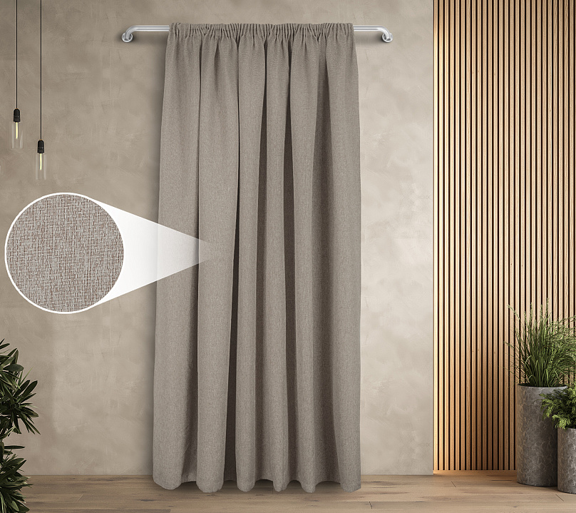 Штора Димаут Рогожка с креплением Шторная тесьма v09. Фото 1