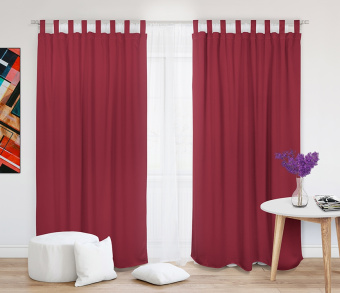 Шторы Премиум красные на петлях без липучек. Фото 2