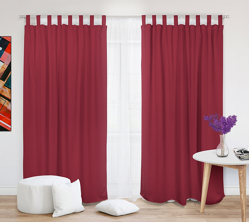 Шторы Премиум красные на петлях без липучек. Фото 2