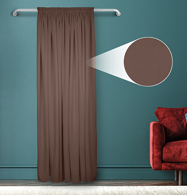 Штора Велюр матовый с креплением Шторная тесьма v08