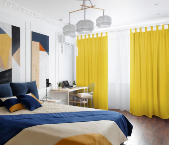 Шторы Эконом желтые на петлях без липучек. Фото 3