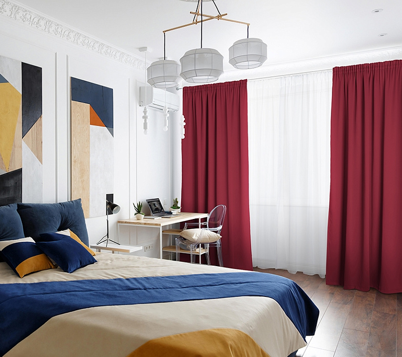 Шторы Премиум красные на тесьме. Фото 1