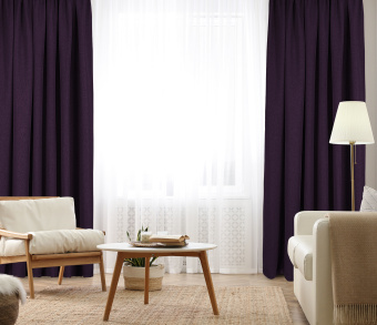 Штора Димаут Рогожка с креплением Шторная тесьма v28. Фото 2