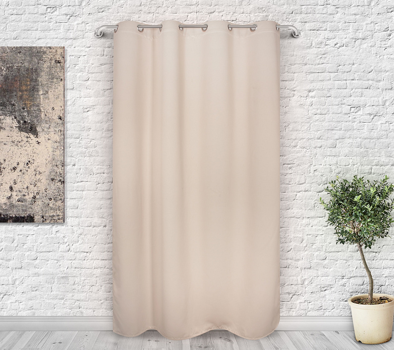 Шторы Премиум бежевые на люверсах. Фото 3