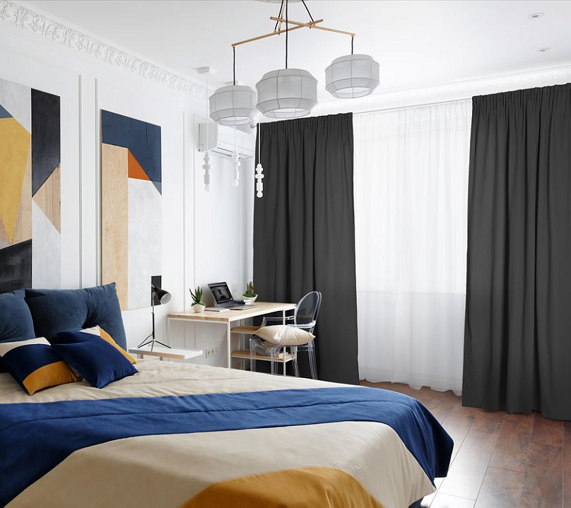 Шторы Стандарт темно-серые на тесьме. Фото 2