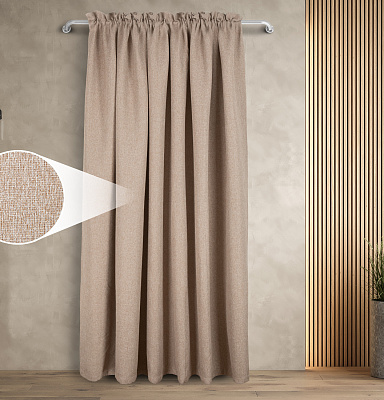 Штора Димаут Рогожка с креплением Кулиса с гребешком v04 блэкаут