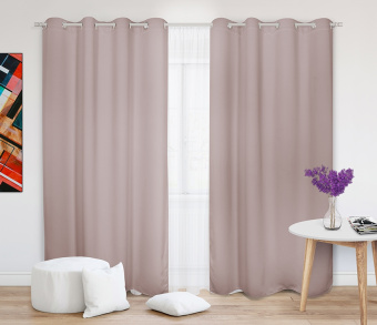 Шторы Премиум персиковые на люверсах. Фото 2