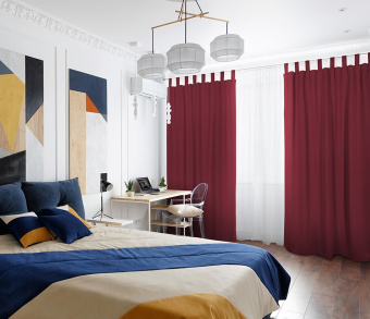 Шторы Премиум рубиновые на петлях на липучках. Фото 1