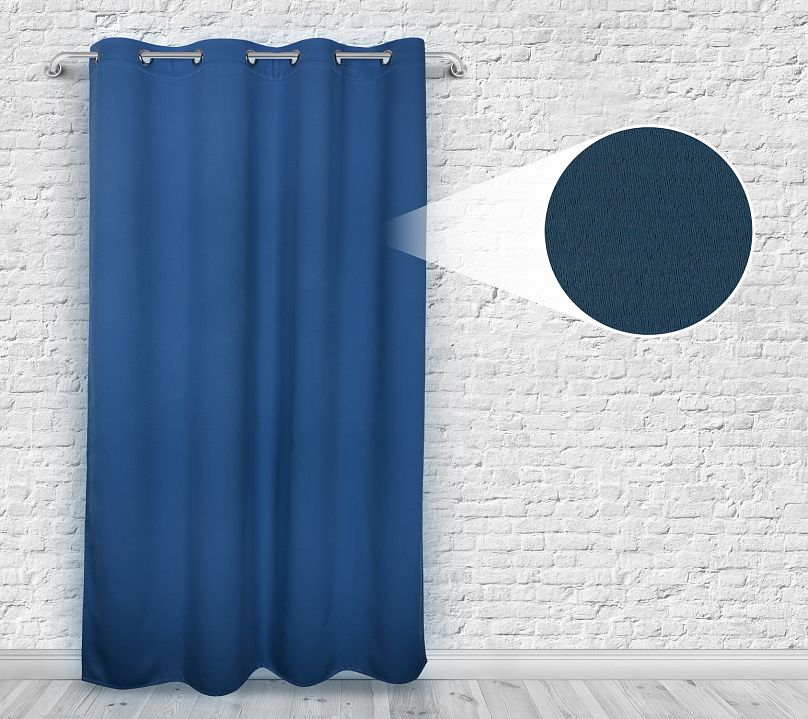 Шторы Премиум темно-синие на люверсах. Фото 4