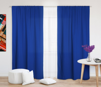 Шторы Стандарт синие на кулиске. Фото 1