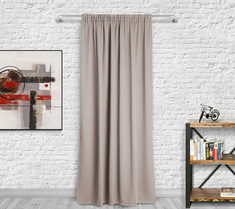 Шторы Премиум бежевые на тесьме. Фото 3