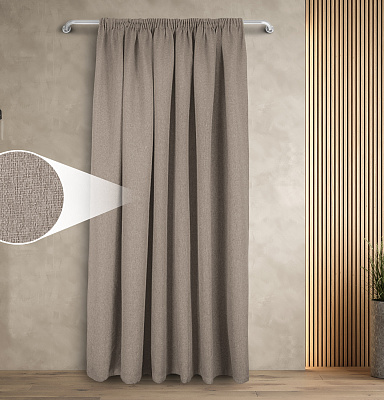 Штора Димаут Рогожка с креплением Шторная тесьма v13 блэкаут