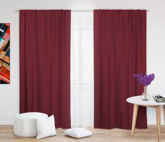 Шторы Премиум рубиновые на кулиске. Фото 2