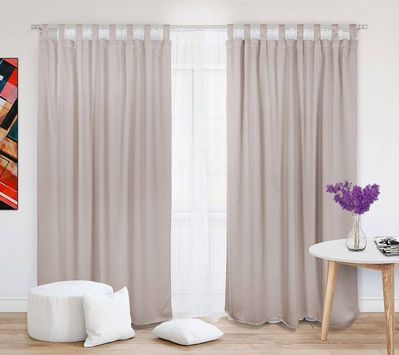 Шторы Премиум бежевые на петлях без липучек. Фото 2