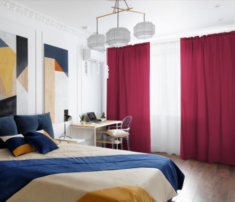 Шторы Стандарт бордовые на кулиске с гребешком. Фото 2