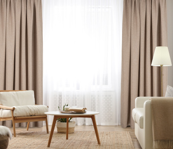 Штора Димаут Рогожка с креплением Петли с липучкой v04. Фото 2