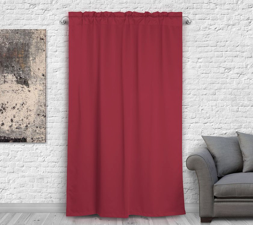 Шторы Премиум красные на кулиске с гребешком. Фото 3