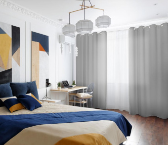 Шторы Эконом светло-серые на люверсах. Фото 3