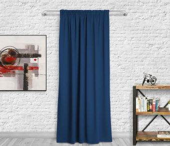 Шторы Премиум темно-синие на тесьме. Фото 3