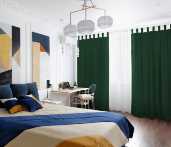 Шторы Стандарт зеленые на петлях без липучек. Фото 2